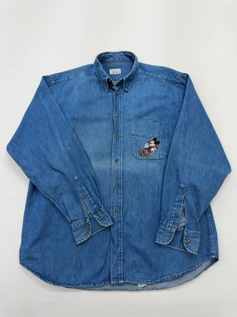 Disney Boys Blue Denim Button-Up Shirt Jacket Size 12/14 EUC Regular