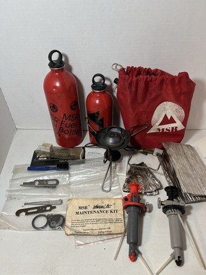 MSR Camping Stove Liquid Fuel Backpacking Stove Lot W/ Tools & Parts As Is