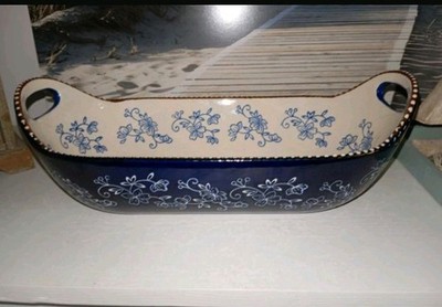 Temptation Floral Lace Design  Blau Salat Obst oder Gemüse Schale Neuwertig