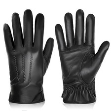Winter Sheepskin Leather Gloves for Men, Touchscreen, Warm Cashmere Lined