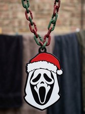 Christmas Ghostface Hype Chain Scream Mask Pendant 32" Necklace Jewelry Scream