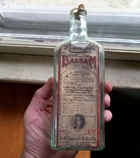 RAWLEIGH'S THROAT & LUNG BALSAM FREEPORT,ILL 100 YR OLD LABELED CORK TOP BOTTLE