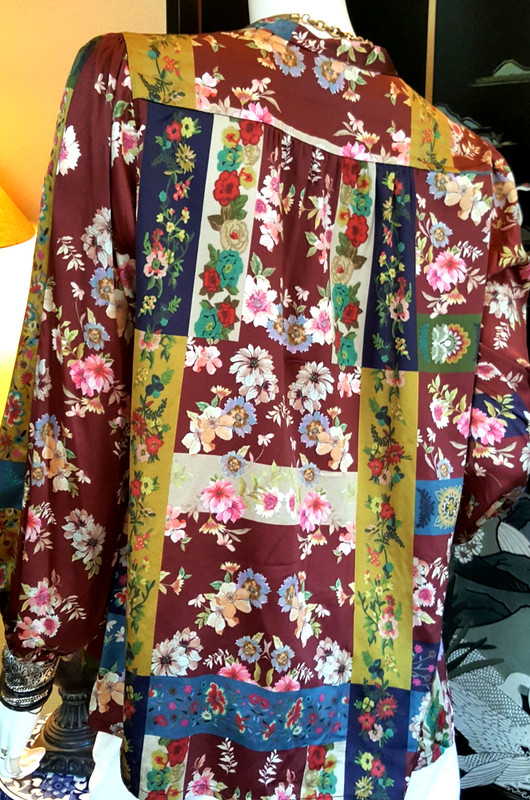 JOHNNY WAS BLOUSE MED 3J Workshop BIYA SILK "Laurie Milan" LOUNGING  STYLE  NWOT