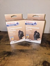 LOT (2) WALGREES COPPER INFUSED ADJUSTABLE COMPRESSION GLOVES, SIZE S/M