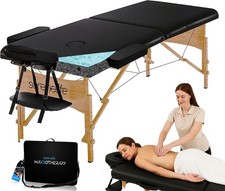 SereneLife Portable Folding Wooden Frame PU Adjustable Massage Table Open Box 