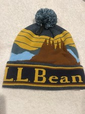 L.L. Bean Unisex Katahdin Pom Graphic Beanie Twilight Wide Cuff Hat, OS