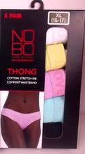 No Boundaries 5 Pair Cotton Stretch Rib Thongs Panties Size XL Love Waistband