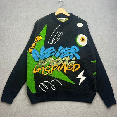 ZARA Pullover Medium Graffiti AOP Eye Abstract Blogger Fave Art Jacquard Strick