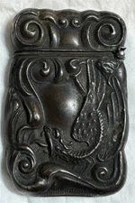 Vintage Sterling Match Safe Rare Art Nouveau Snake / Serpent With Wings Design