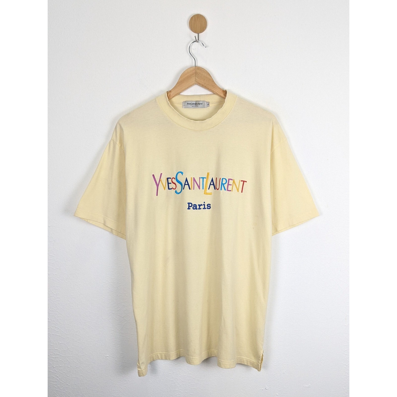 Camicia Yves Saint Laurent Paris YSL con ricamo colorblock
