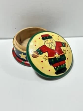 Vintage Christmas Wooden Santa Hand painted Box Midwest Co Great Gift!