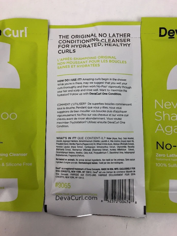 Limpiador acondicionador de espuma DEVACURL No-Poo Zero tamaño de muestra 1 fl oz x 5 paquetes Foto 3 de 4