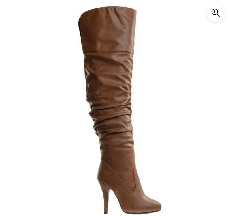 womens thigh high leather boots sz 7 - Image 2 of 4