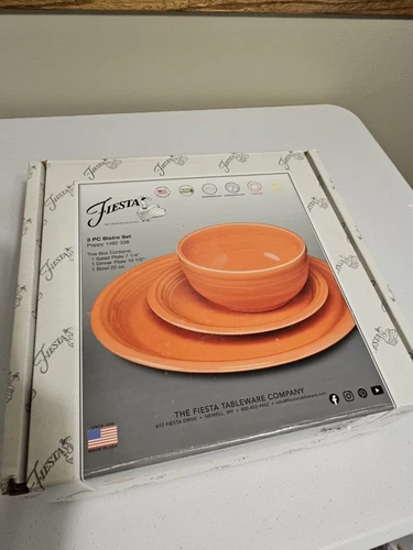 Fiesta Ware 3 Piece Bistro Setting Poppy Fiesta Bowl Salad Dinner Plate