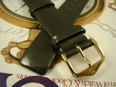NOS 16mm HIRSCH BASIC WATER RESISTANT WATCH BAND GLOSSY GREY-GREEN FITS ACCUTRON