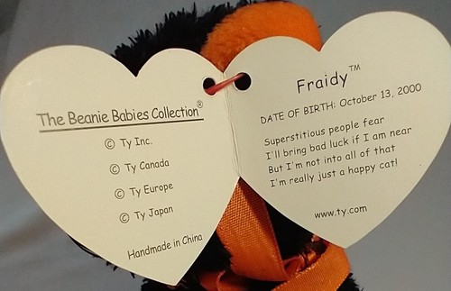 Ty Beanie Babies Fraidy Halloween Black Cat Plush Original Tags - Picture 8 of 9