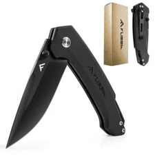 FLISSA 3.2” Folding Pocket Knife D2 Blade G10 Handle EDC Knife w/Pocket Clip NEW