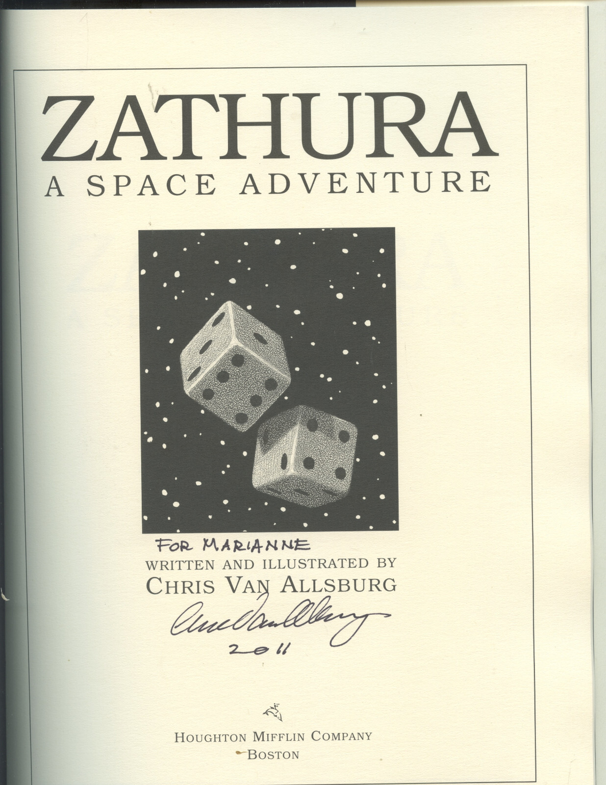 "ZATHURA: A SPACE ADVENTURE" CHILDREN'S BOOK SIGNED BY AUTHOR CHRIS VAN ...