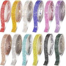 UK 5yard Glitter Rhinestone Self Adhesive Sticker Crystal Ribbon Strip Trims DIY