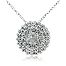 925 Silver Natural 0.10ct TDW Diamond Round Necklace, 18"