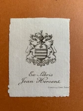 HERSENT Jean Ex-Libris, H0884, 40 x 33 mm, artist GARDELLA, 20th
