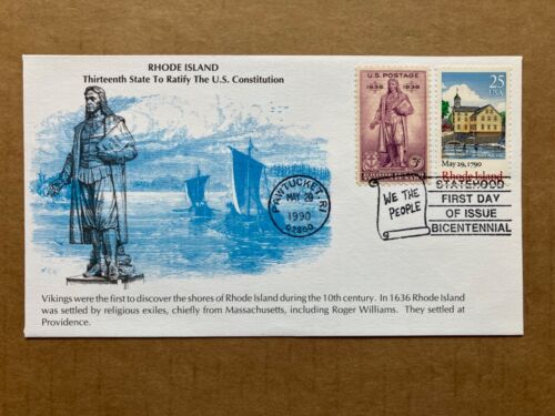 1990 25c Rhode Island Statehood 2348 KMC Venture Combination First Day Cover - Picture 1 of 2