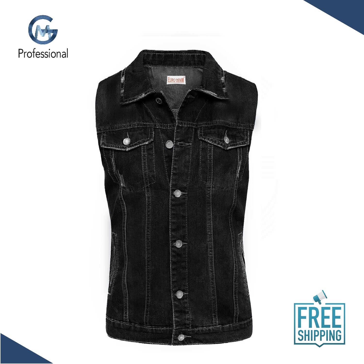 Vintage Mens Sleeveless Denim Jacket Western Style Jean Jacket Tucker