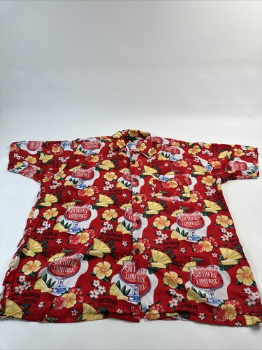 Southern Comfort Hawaiihemd mit Knopfleiste Herren XL rot Hibiskus Cocktail Print