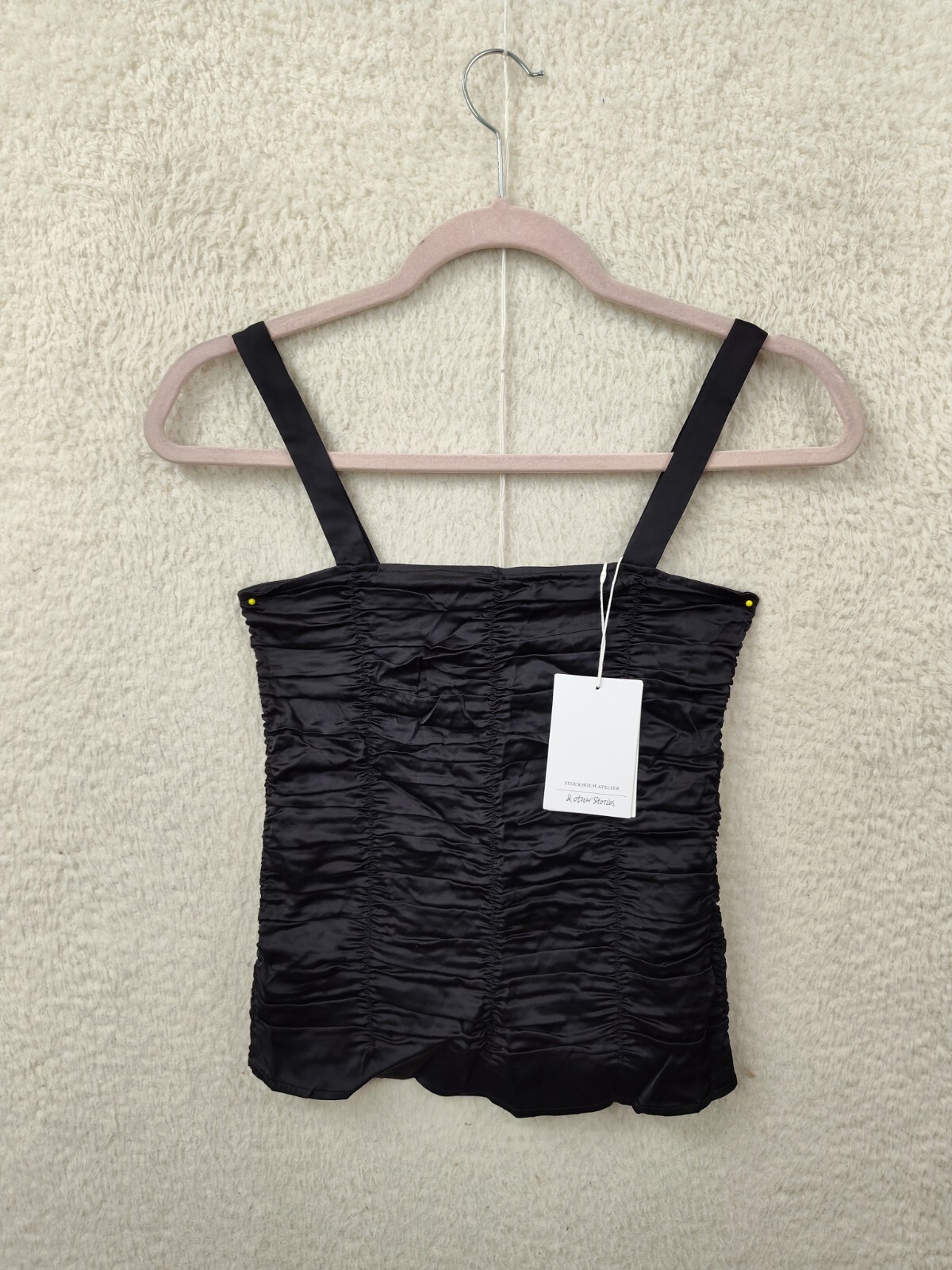 ALTRA Canotta Other Stories donna top 0 nero misto viscosa con spalline increspate vestibilità casual