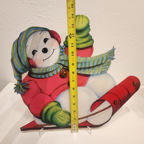 Vintage Weihnachten gestanzt Dennison USA Schneemann Schlitten Dekoration 14 x 14" - Bild 8 von 9