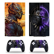 PS5 Slim Disk Console Controllers Vinyl Skins Stickers Black Panther Marvel Hero