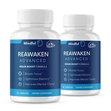Reawaken Advanced Brain Boost Formula 2 Bottles 120 Capsules
