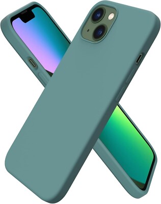 Pine Green 6.1'' iPhone 13 Case Slim Liquid Silicone 3 Layers Full Covered Cover