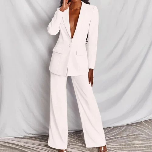 Women Set Long Pants Blazer Suit 2Pieces Office Blazers Lady Autumn Clothes - Picture 13 of 32