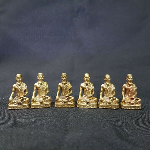 6x Jivaka Kumarabhrtra Doctor of Lord Buddha Brass Statue God of Health Amulet - Afbeelding 1 van 12