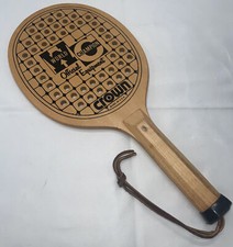 Vntg World Champion Official Equipment Crown Wooden Tennis Paddle Ball Racquet