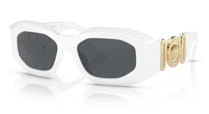 Versace 0VE4425U 314/87 White Dark Grey Oval Mens Sunglasses