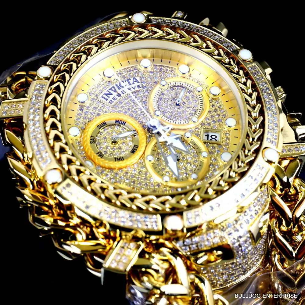 arabisk Konsultere Objector Invicta Reserve Gladiator 2.92CTW Diamond Swiss Gold Plated Steel 61mm Watch  New | eBay