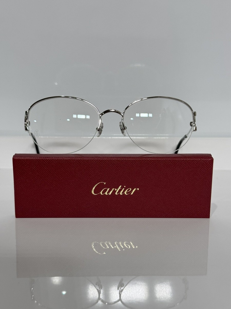 Cartier CT01540 001 Silver Soft Round Semi-rimless Woman’s Eyeglasses 54mm