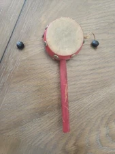 den-den daiko Red hand-held pellet drum from Bahamas 8" length 