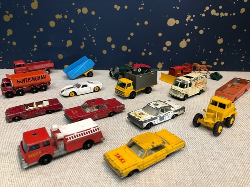 Vintage Lot 1960's Lesney 15 AS-IS Imperfect MATCHBOX CARS & TRUCKS Estate Find