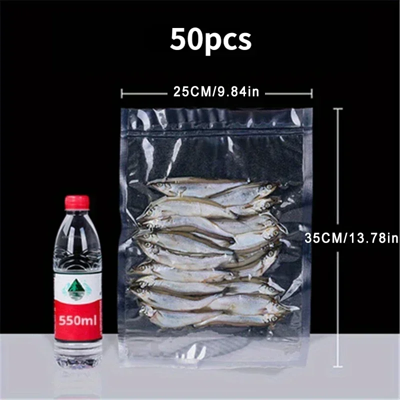 50Pcs/Lot BpaFree Food Vacuum Plastic Sealing Bags Food Preservation