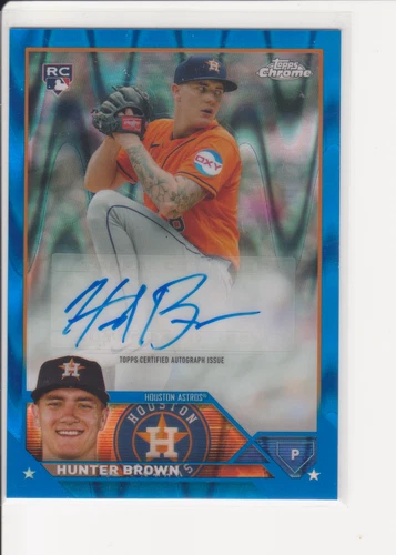 2023 Topps Chrome Update Hunter Brown Blue RayWave Refractor Rookie Auto #/150