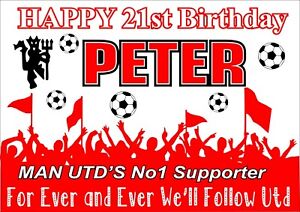 Geburtstag Poster Geburtstag Banner Mann Utd Personalisiert Namen Schild Tp213 Ebay