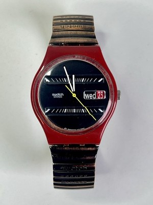 Vintage Swatch Gent Flex Voltage GR702 Red Case 1997 Swiss Quartz Working