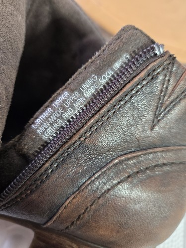 Earth Brook Brown Pleated Leather Zip Casual Ankle Boots Women's Size 10B - Picture 4 of 14