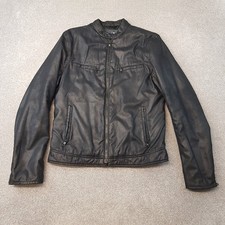 Armani Exchange Men Jacket Small Black Biker Utility Moto Cafe Racer Lightweight