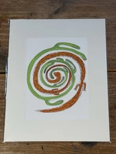 LIZARD & CACTUS SPIRAL Stylized VIBRANT Desert 11”x 14” ART PRINT MATTED New