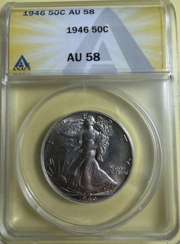 1946-P Walking Liberty Half Dollar - ANACS AU58 - Just Graded/ New Holder (619)