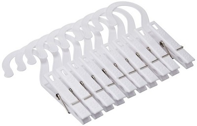 Fox Run Laundry Hooks, Set of 10 Clothing Pin White 10 